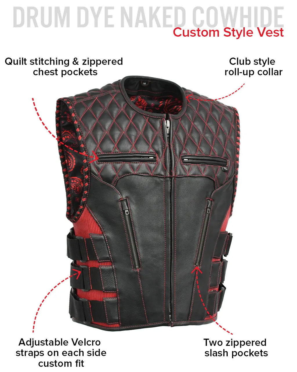 Tactical Emerald Men’s Motorcycle Leather Vest