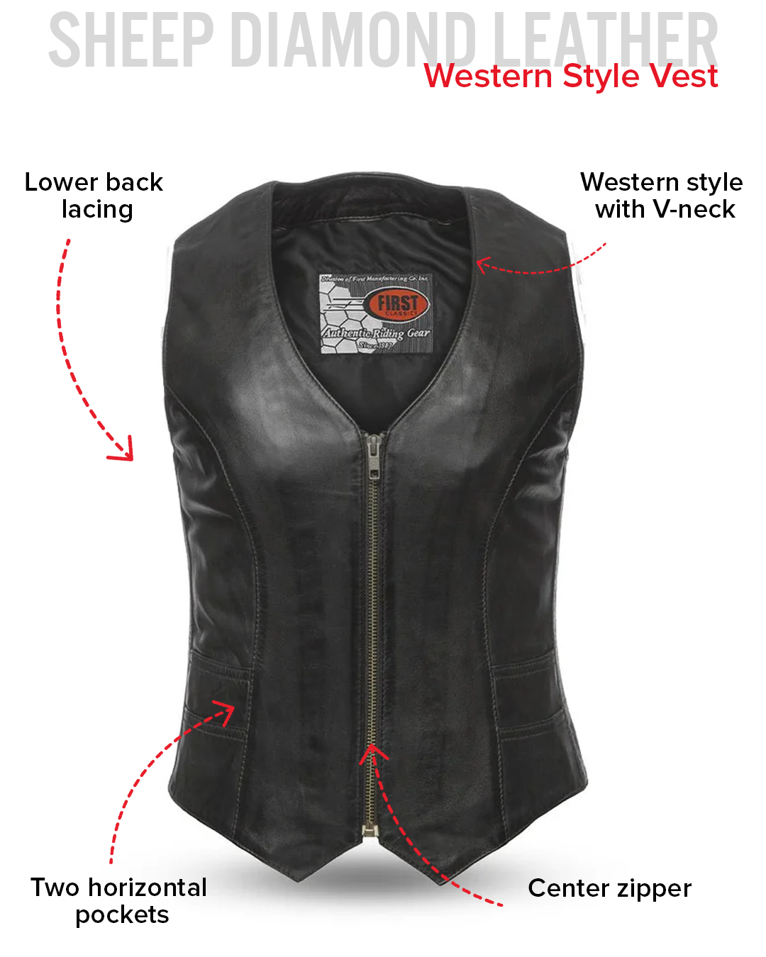 Savannah Women's Western Style Motorcycle Leather Vest