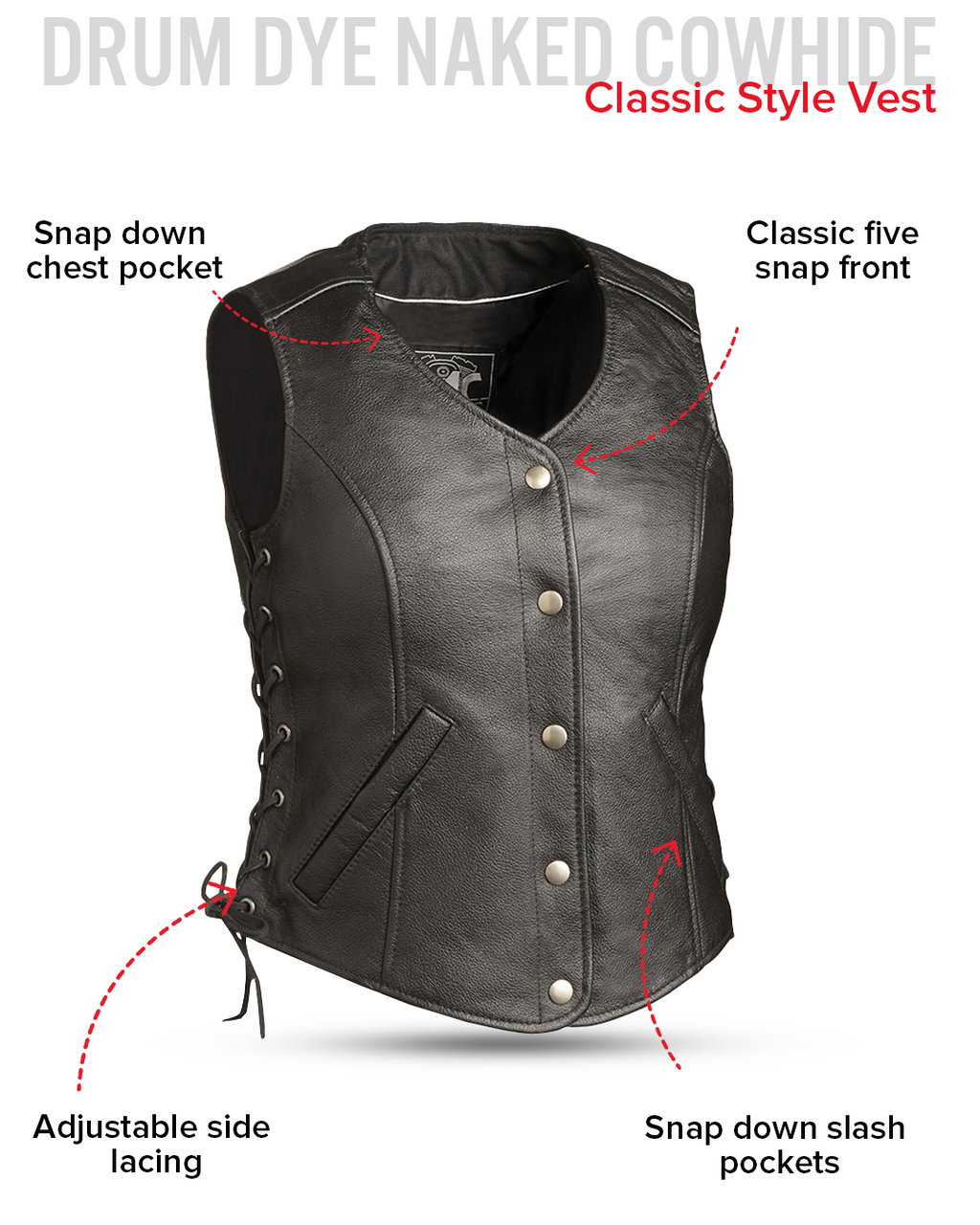 Honey Badger Women's Motorcycle Leather Vest