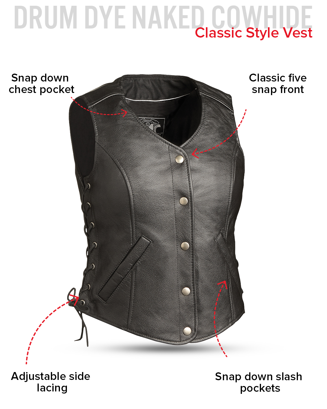Honey Badger Women's Motorcycle Leather Vest