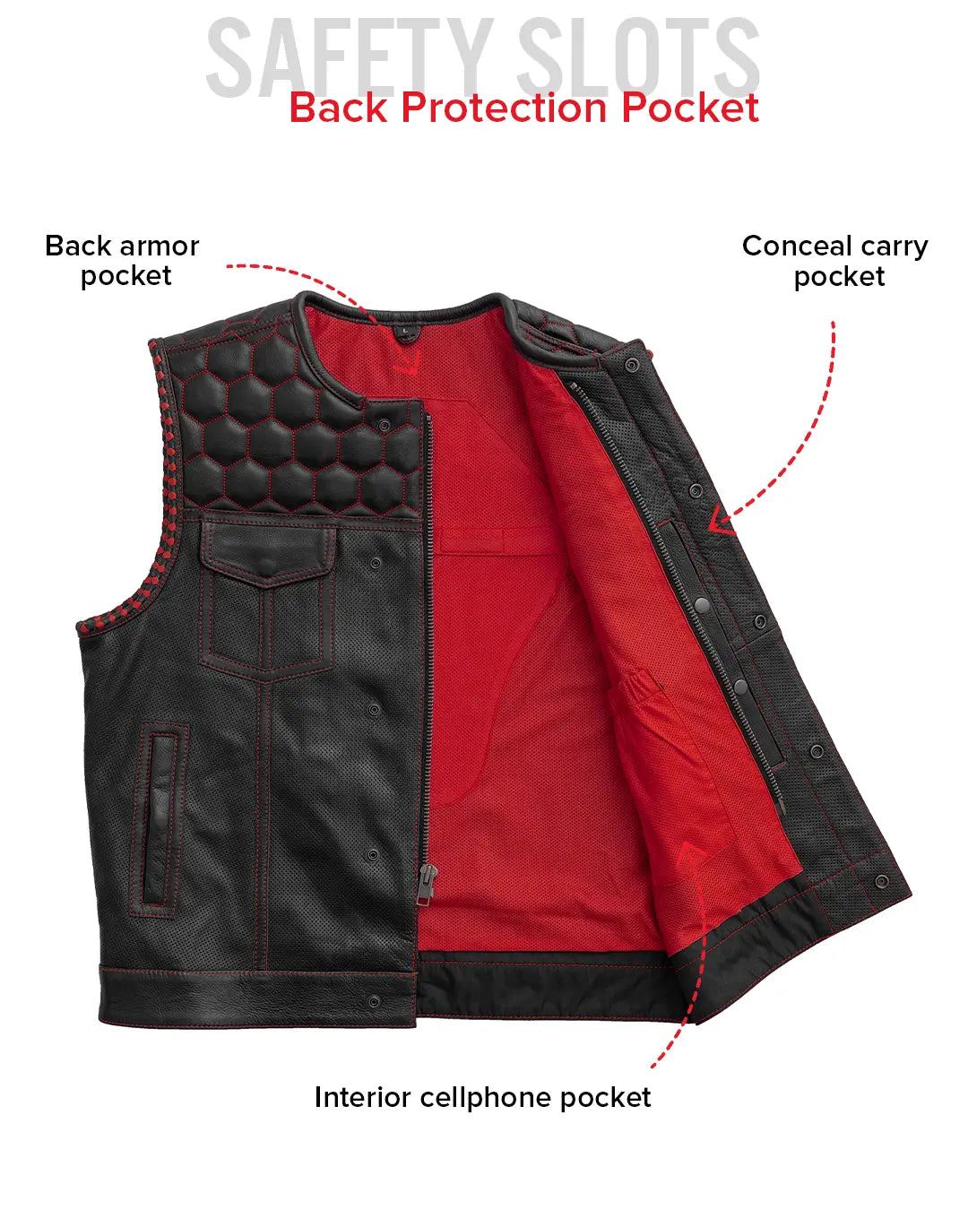 Hornet Perforated Men's Club Style Leather Vest