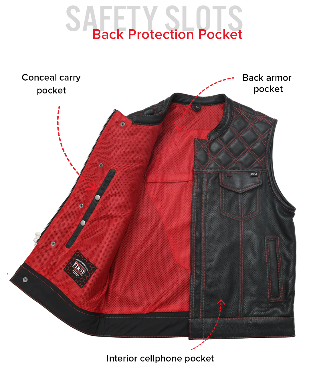 Downside Perforated Men's Motorcycle Leather Vest