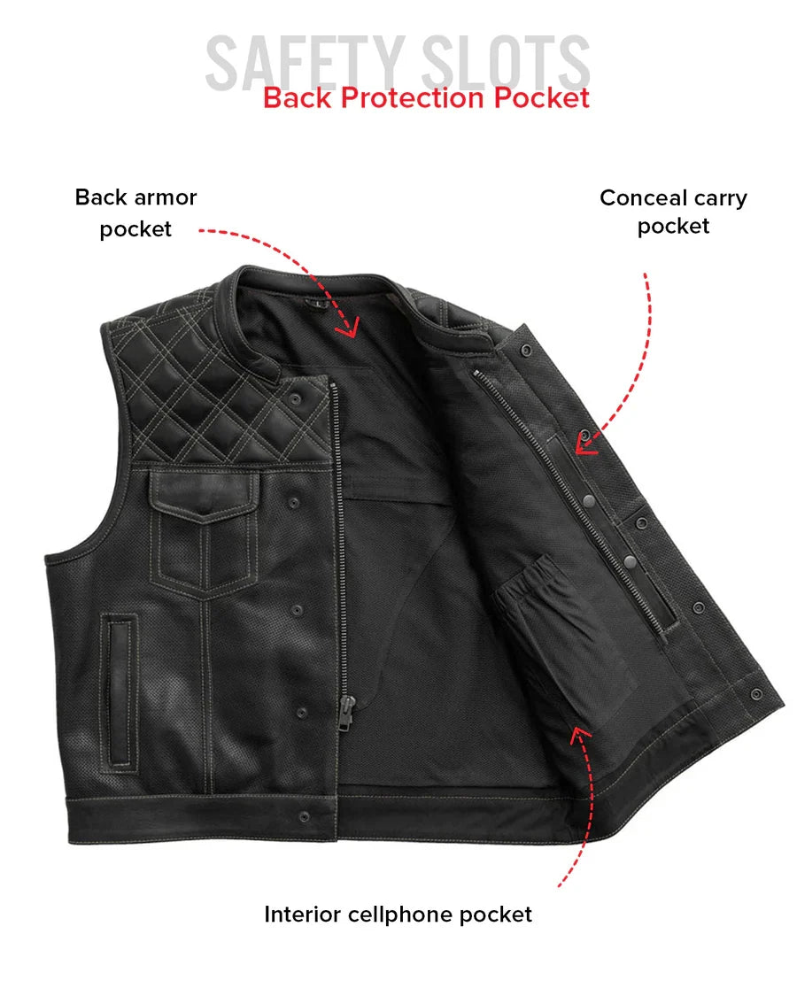 Downside Perforated Men's Motorcycle Leather Vest
