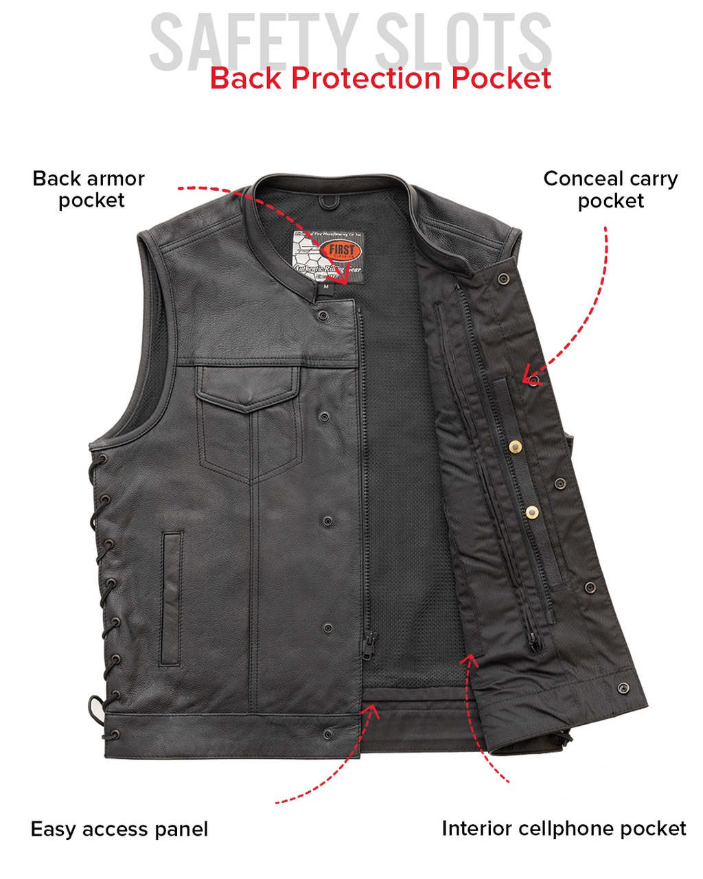 Sniper Men's Motorcycle Leather Vest