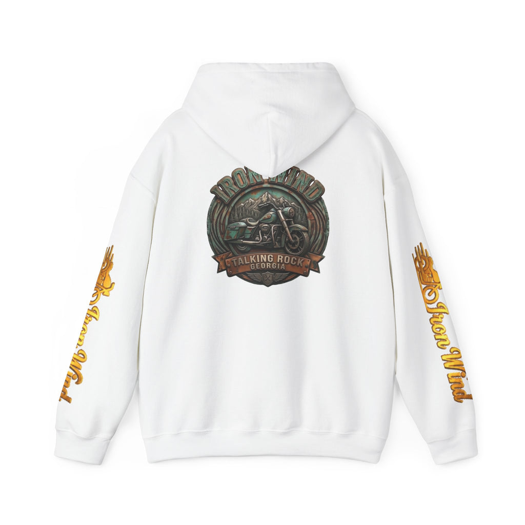 Vintage Motorcycle Hoodie – 'Iron Wheel' Talking Rock Logo Pullover