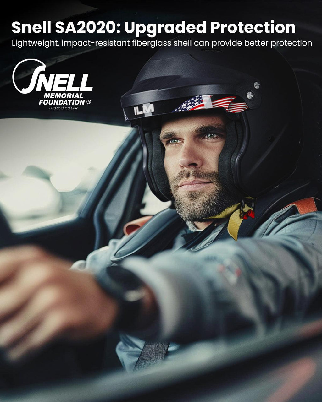 ILM Snell SA2020 Open Face Auto Racing Helmet Model R85