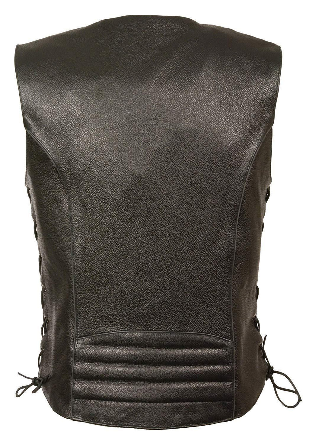Milwaukee Leather MLL4500 Women's Classic Black Leather V-Neck Motorcycle Rider Vest w/ Side Laces
