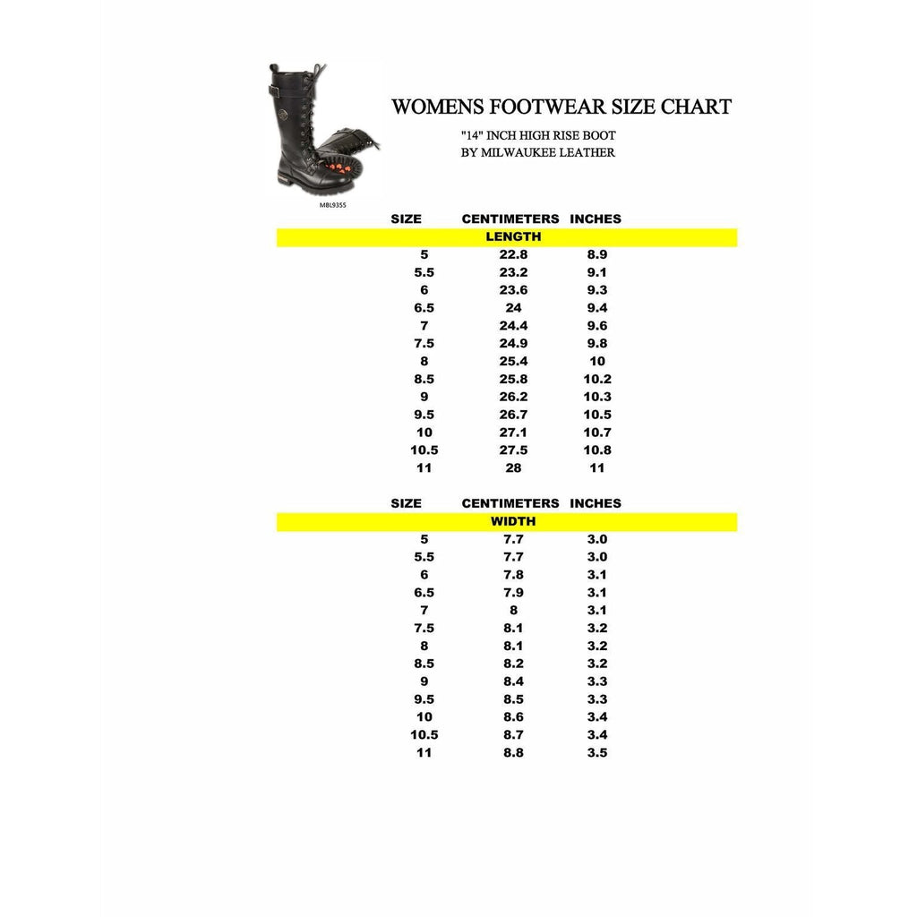 Milwaukee Leather Women's Black 14-inch Lace-Up High-Rise Leather Biker Rider Boots with Calf Buckle MBL9355
