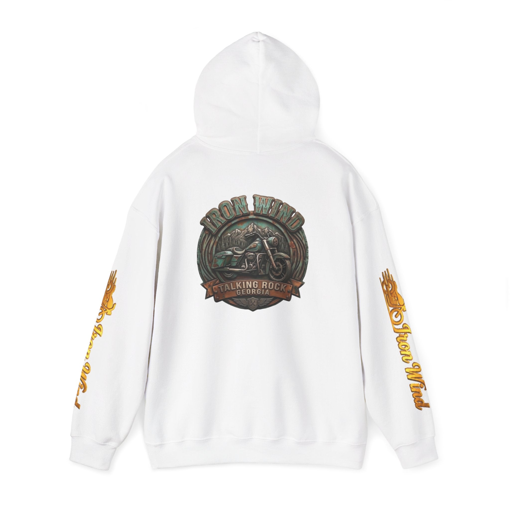 Vintage Motorcycle Hoodie – 'Iron Wheel' Talking Rock Logo Pullover