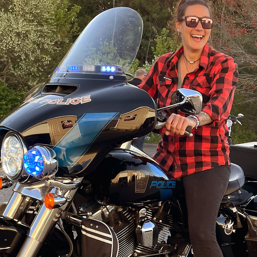 Hot Leathers Ladies 'Red Route' Black Cotton Flannel Shirt - Button Front - Riding - Casual Wear - FLL3002