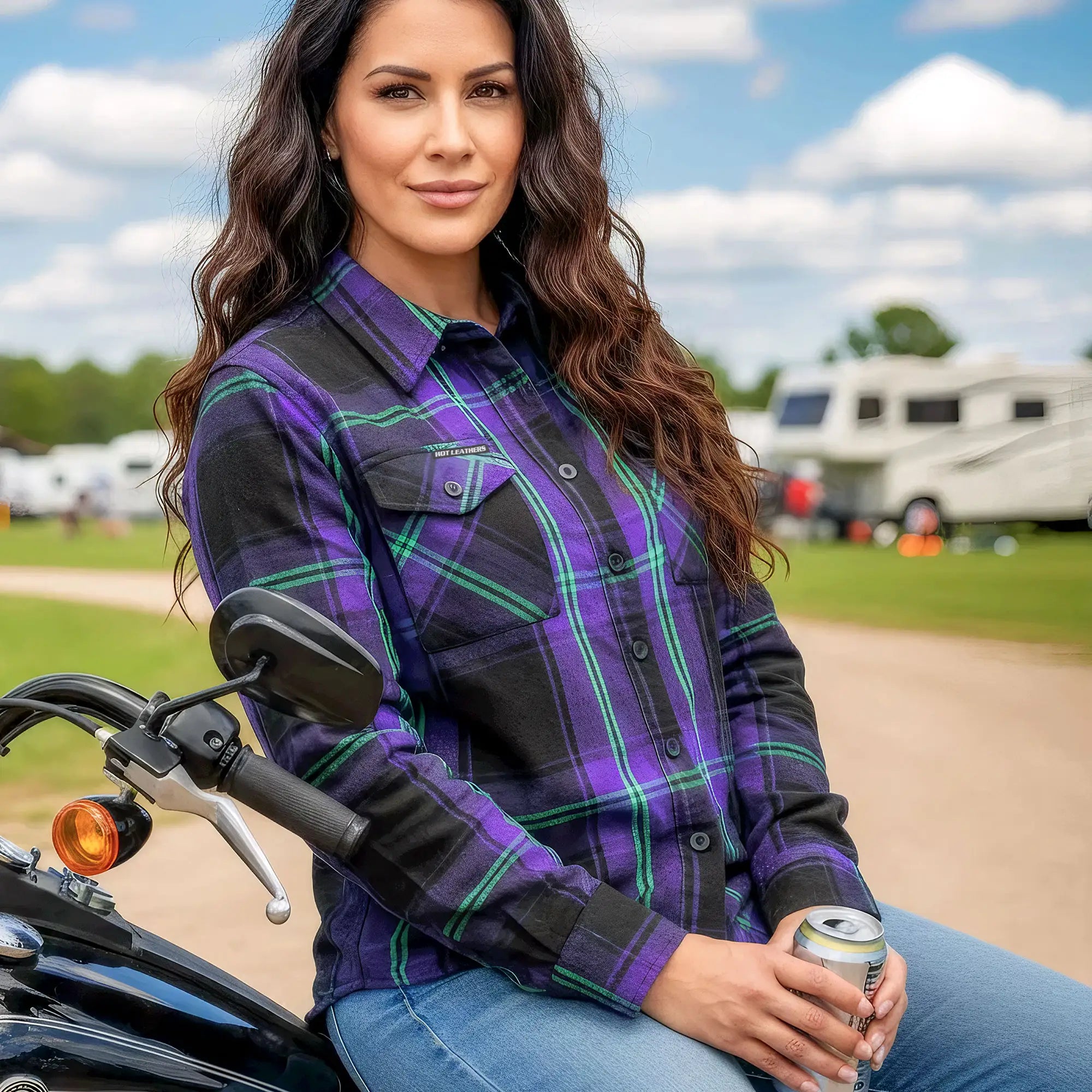 Hot Leathers Ladies 'Voodoo' Multi/Color Cotton Flannel Shirt - Button Front - Riding - Casual Wear - FLL3006
