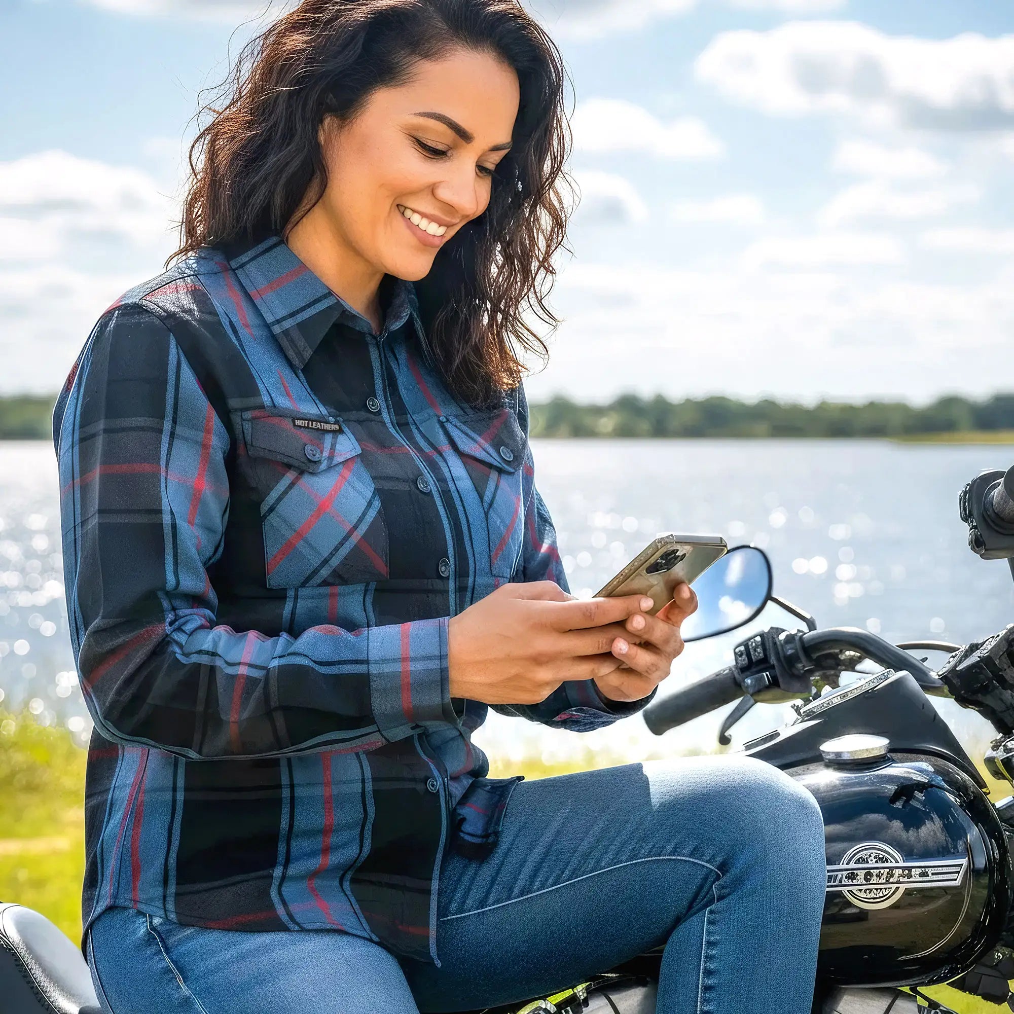 Hot Leathers Ladies 'Long Live The King' Multi/Color Cotton Flannel Shirt - Button Front - Riding - Casual Wear - FLL3007