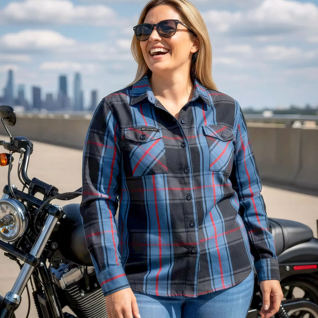 Hot Leathers Ladies 'Long Live The King' Multi/Color Cotton Flannel Shirt - Button Front - Riding - Casual Wear - FLL3007