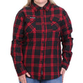 Hot Leathers Ladies 'Chrome Dawn' Black/Red Cotton Flannel Shirt - Button Front - Riding - Casual Wear - FLL3009