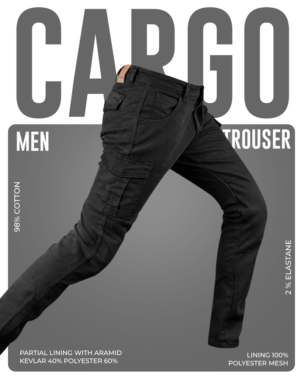JAG Motorcycle Cargo Pants – Slim Fit Armored Cargo Jeans with CE Approved Armors