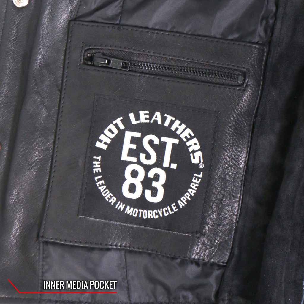 Hot Leathers VSL1017 Ladies 'Sugar Skull' Lined Black Leather Motorcycle Biker Vest