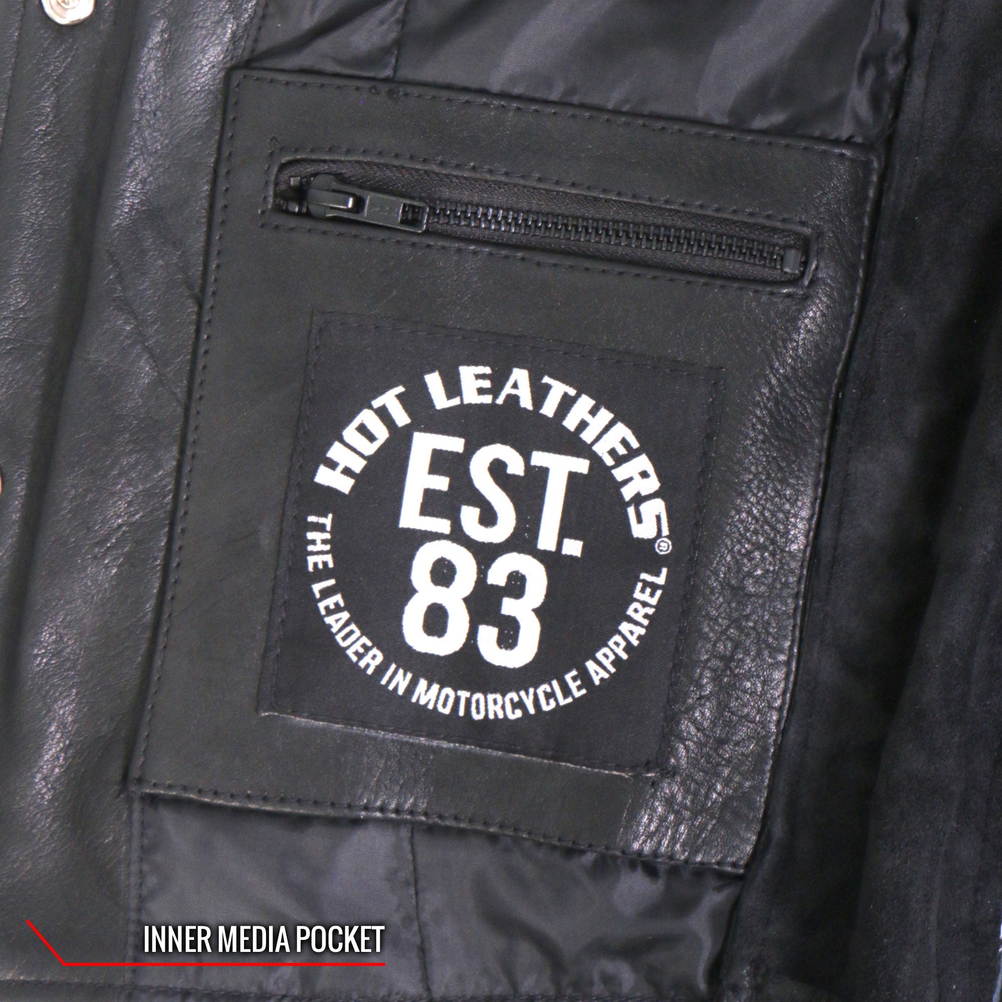 Hot Leathers VSL1018 Ladies 'Pink Paisley' Lined Black Leather Motorcycle Biker Vest