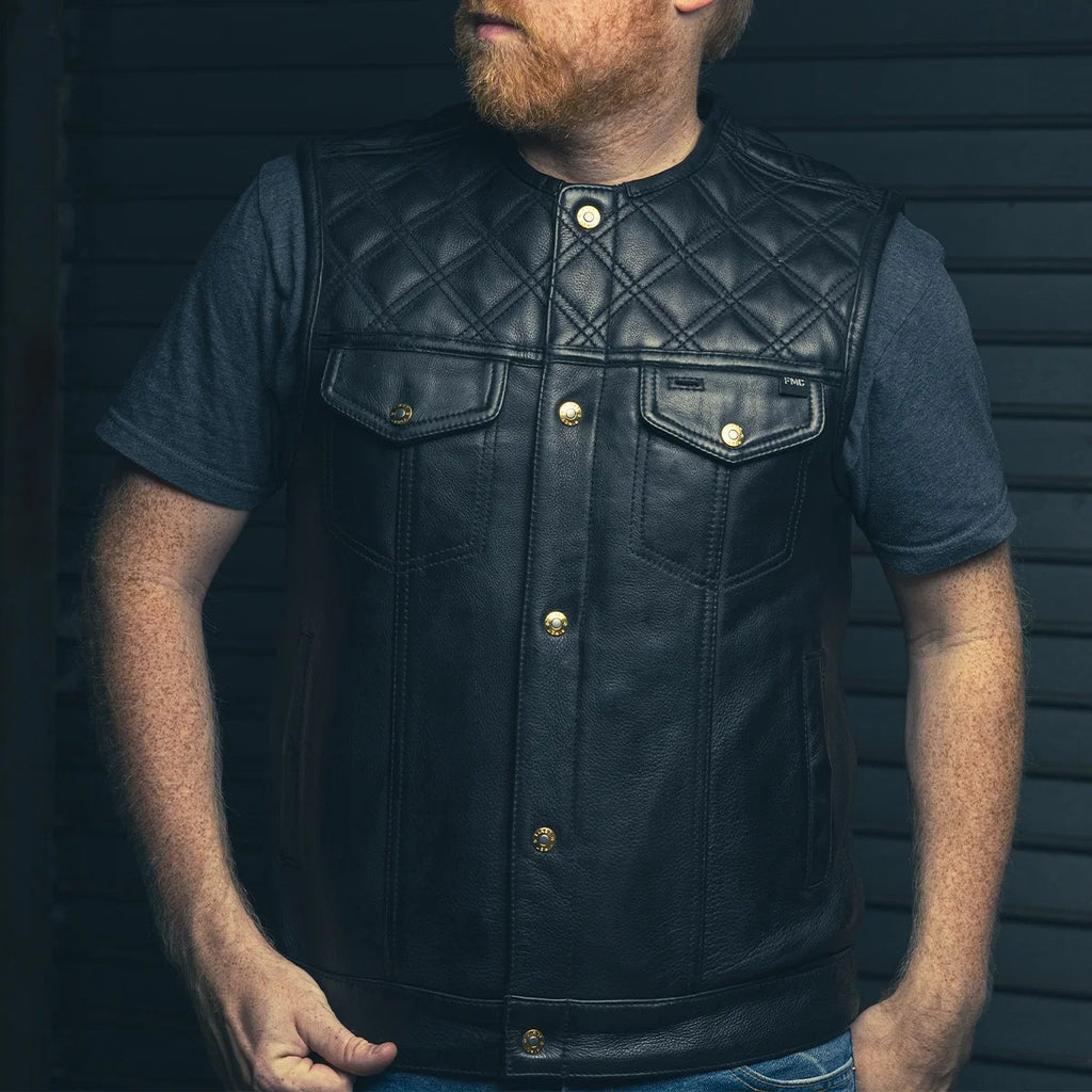 Shell Shock Men's Motorcycle Leather Vest (limited edition)