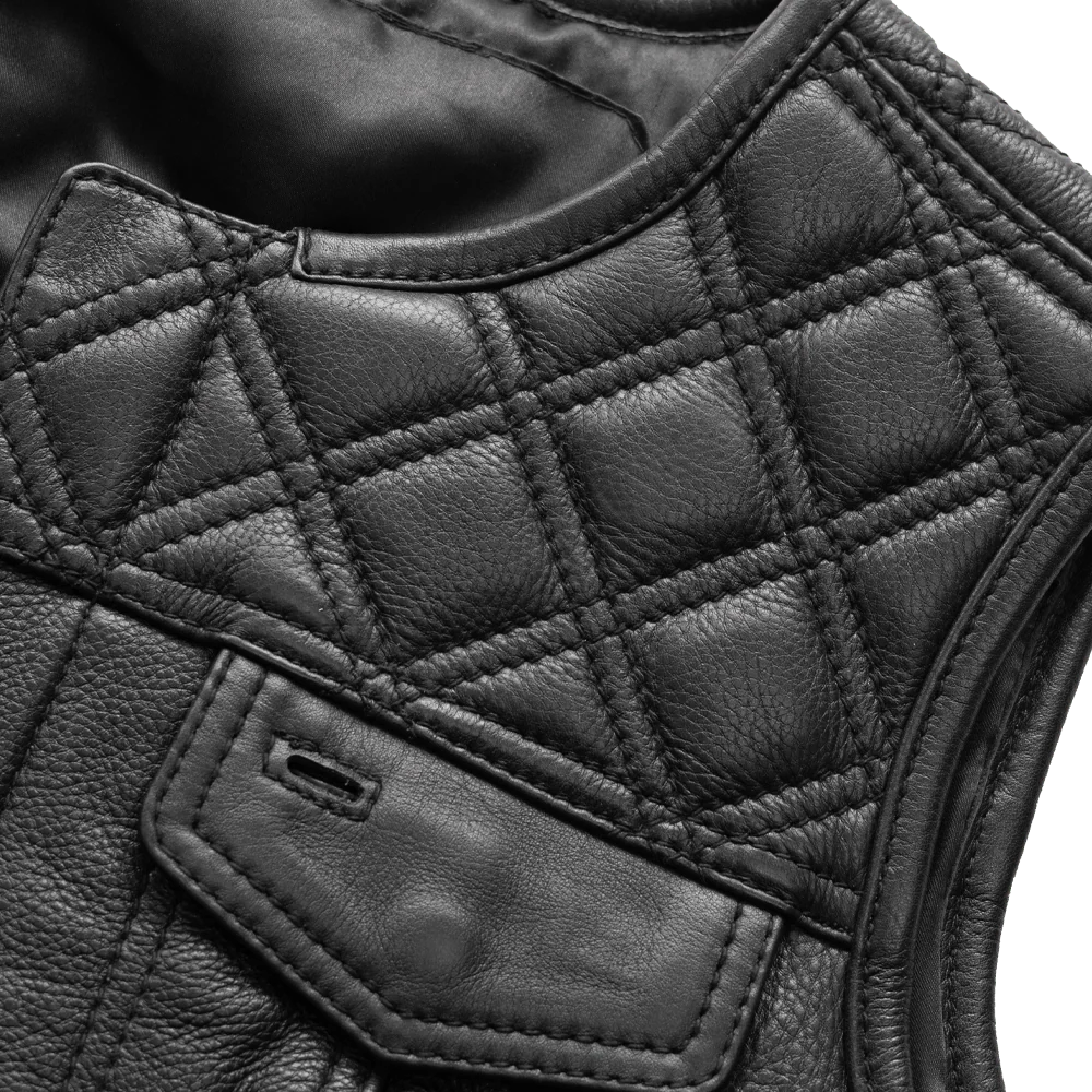 Bonnie - Women's Motorcycle Leather Vest - Diamond Quilt