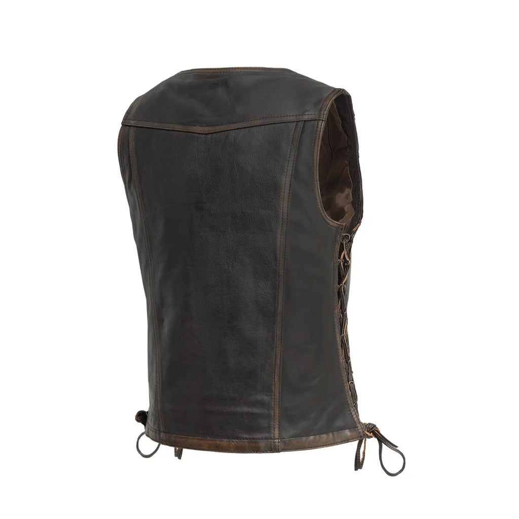 Cindy -  Women's Motorcycle Leather Vest Brown Beige