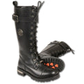 Milwaukee Leather Women's Black 14-inch Lace-Up High-Rise Leather Biker Rider Boots with Calf Buckle MBL9355