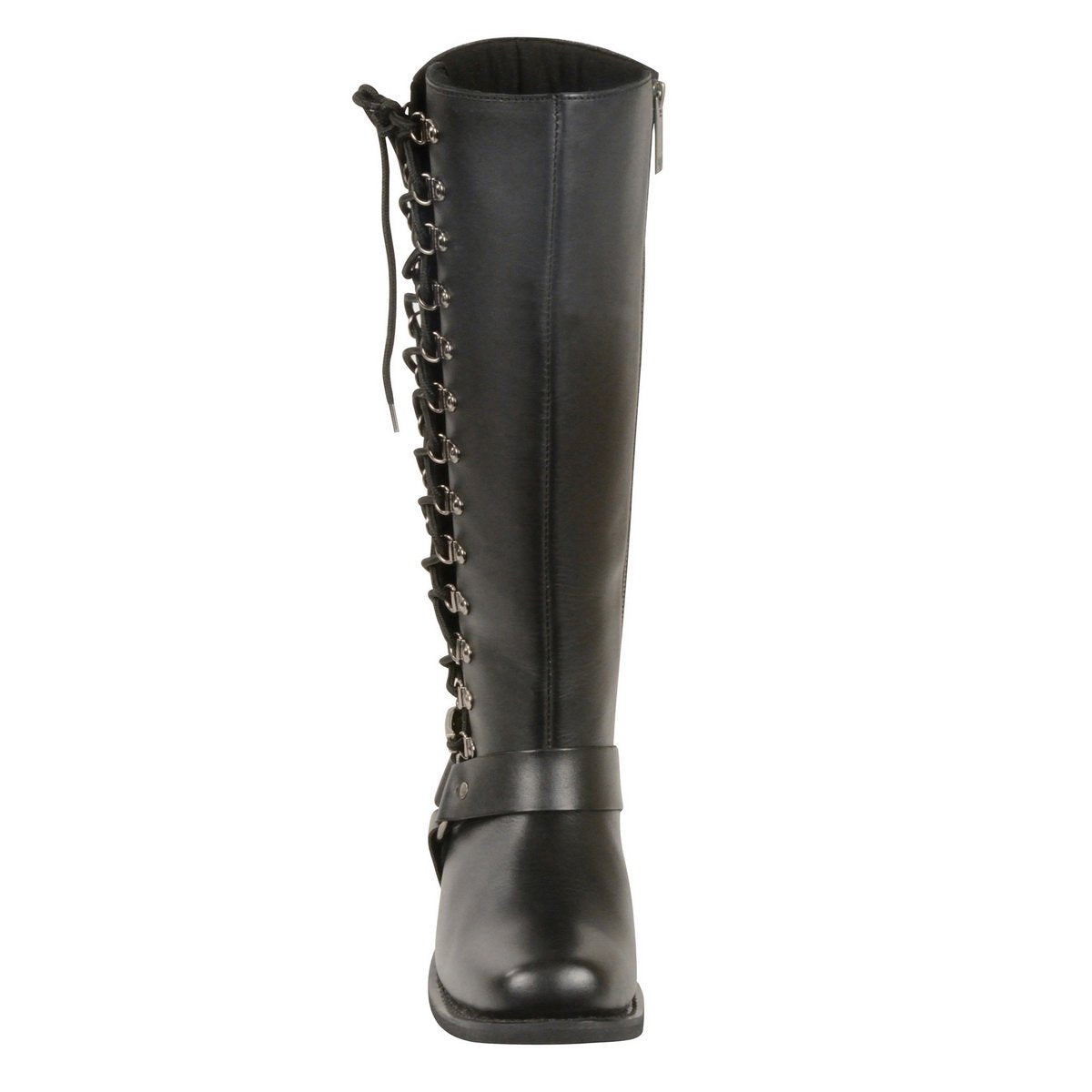 Milwaukee Leather Women's Wide-Width Classic Black Leather 14-Inch Harness Square Toe Tall Motorcycle Boots MBL9365W