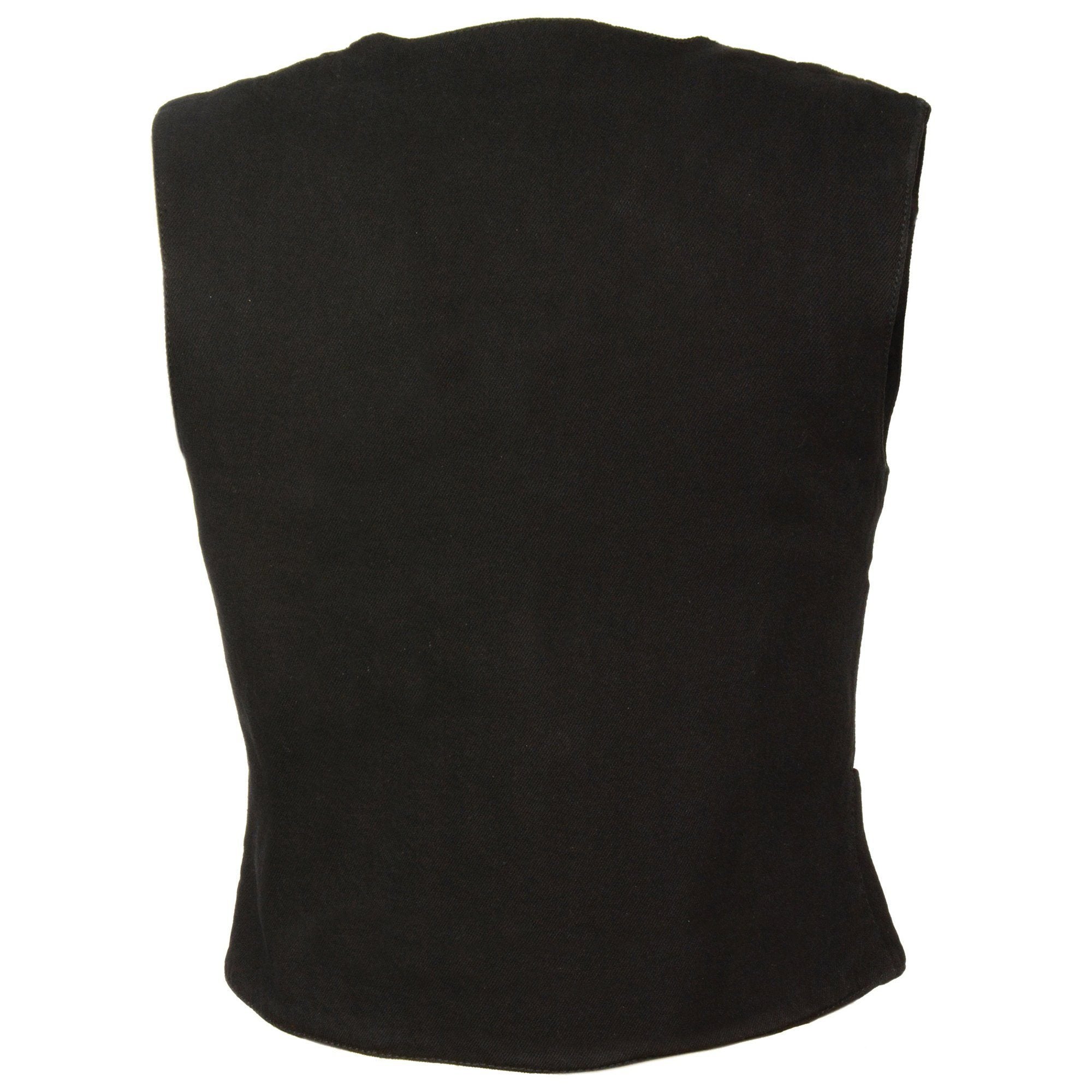 Milwaukee Leather MDL4000 Women's Black Plain Side 3 Snap Front Denim Vest