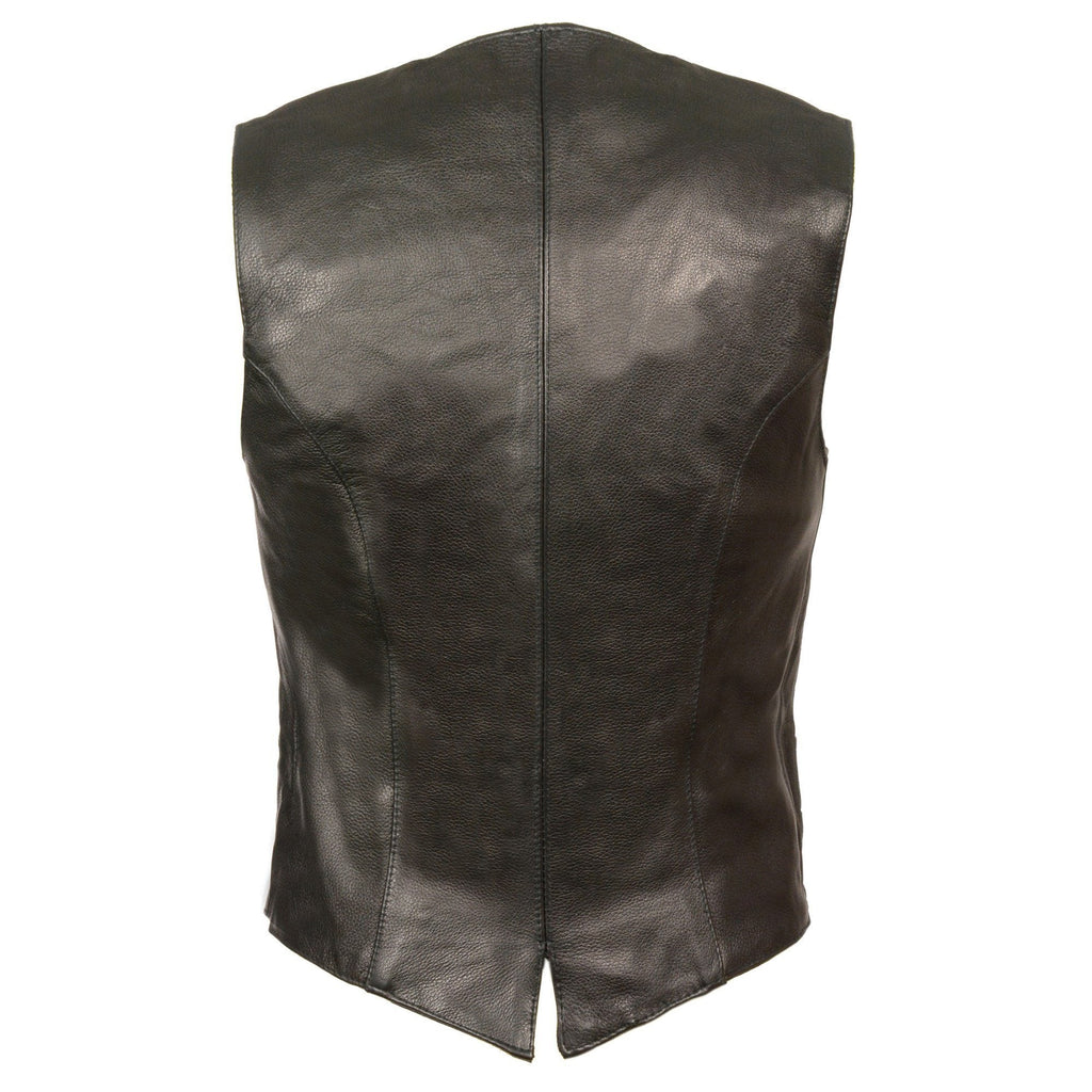 Milwaukee Leather ML1253 Women's Black Premium Leather Motorcycle Rider Vest w/ Snap Button Closure