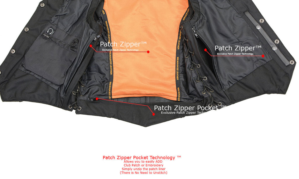 Milwaukee Leather ML1255 Women's Black Braided Premium Leather Side Lace Motorcycle Rider Vest