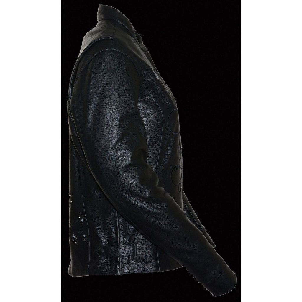 Milwaukee Leather ML2500 Women's Reflective Star Riveted Black Leather Jacket