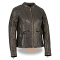Milwaukee Leather MLL2535 Women's Black Leather Lightweight Scuba Racer Jacket