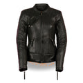 Milwaukee Leather MLL2570 Women's 'Phoenix Embroidered' Black and Purple Motorcycle Leather Jacket