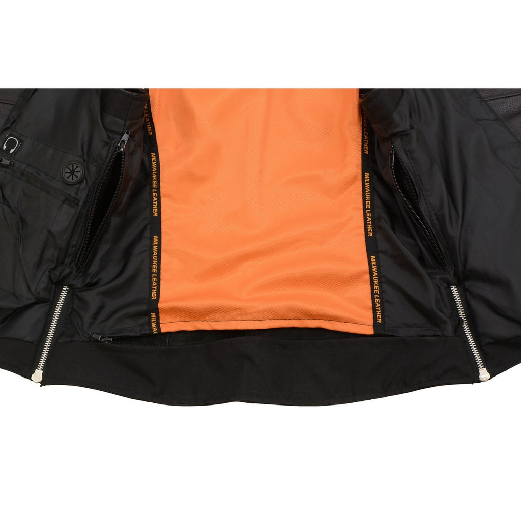 Milwaukee Leather MLL4503 Women's Black V-Neck Leather Classic Motorcycle Rider Vest w/ Riveted Lapel Collar