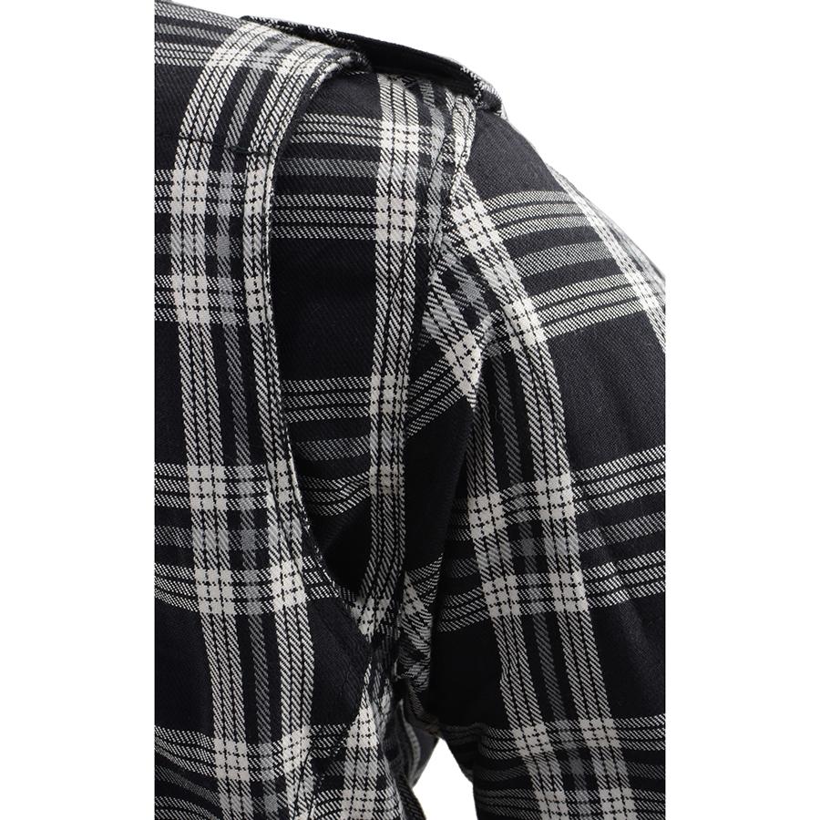 Milwaukee Leather Women's Ghost Rose Black/White CE Armored Flannel Shirt with Aramid Reinforced Zones - MPL2600
