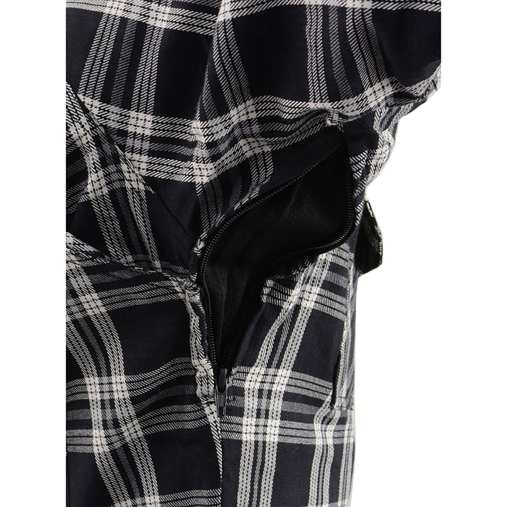 Milwaukee Leather Women's Ghost Rose Black/White CE Armored Flannel Shirt with Aramid Reinforced Zones - MPL2600