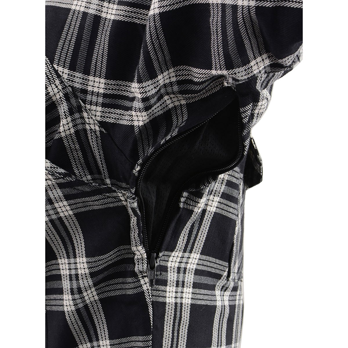 Milwaukee Leather Women's Ghost Rose Black/White CE Armored Flannel Shirt with Aramid Reinforced Zones - MPL2600