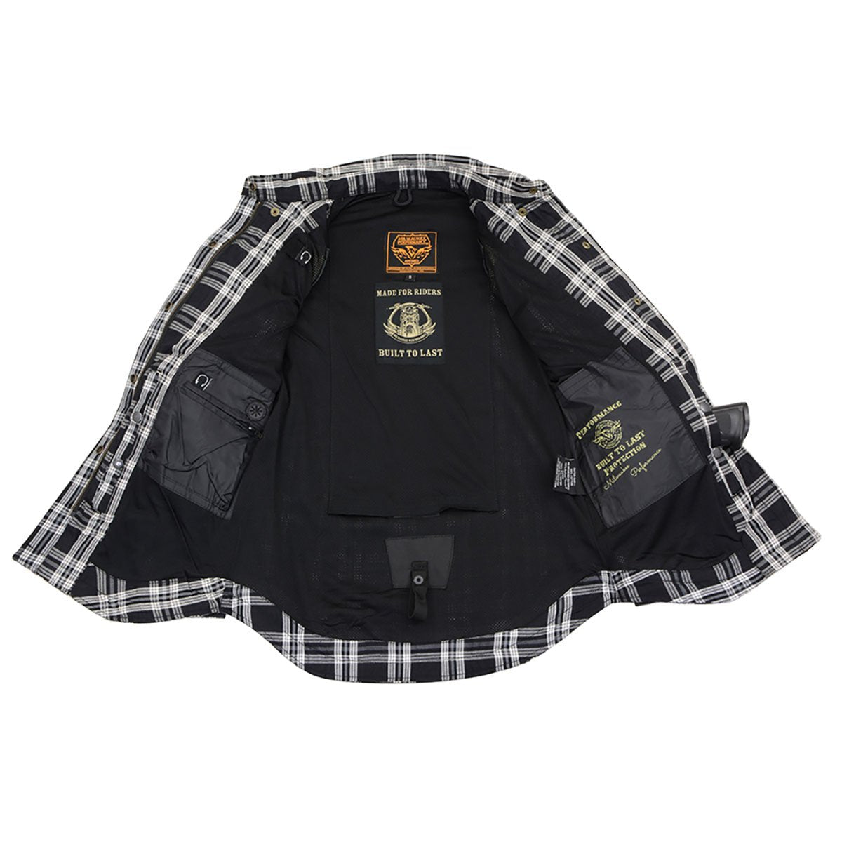 Milwaukee Leather Women's Ghost Rose Black/White CE Armored Flannel Shirt with Aramid Reinforced Zones - MPL2600
