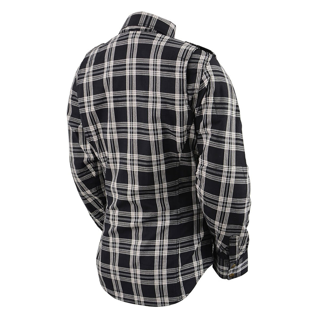 Milwaukee Leather Women's Ghost Rose Black/White CE Armored Flannel Shirt with Aramid Reinforced Zones - MPL2600