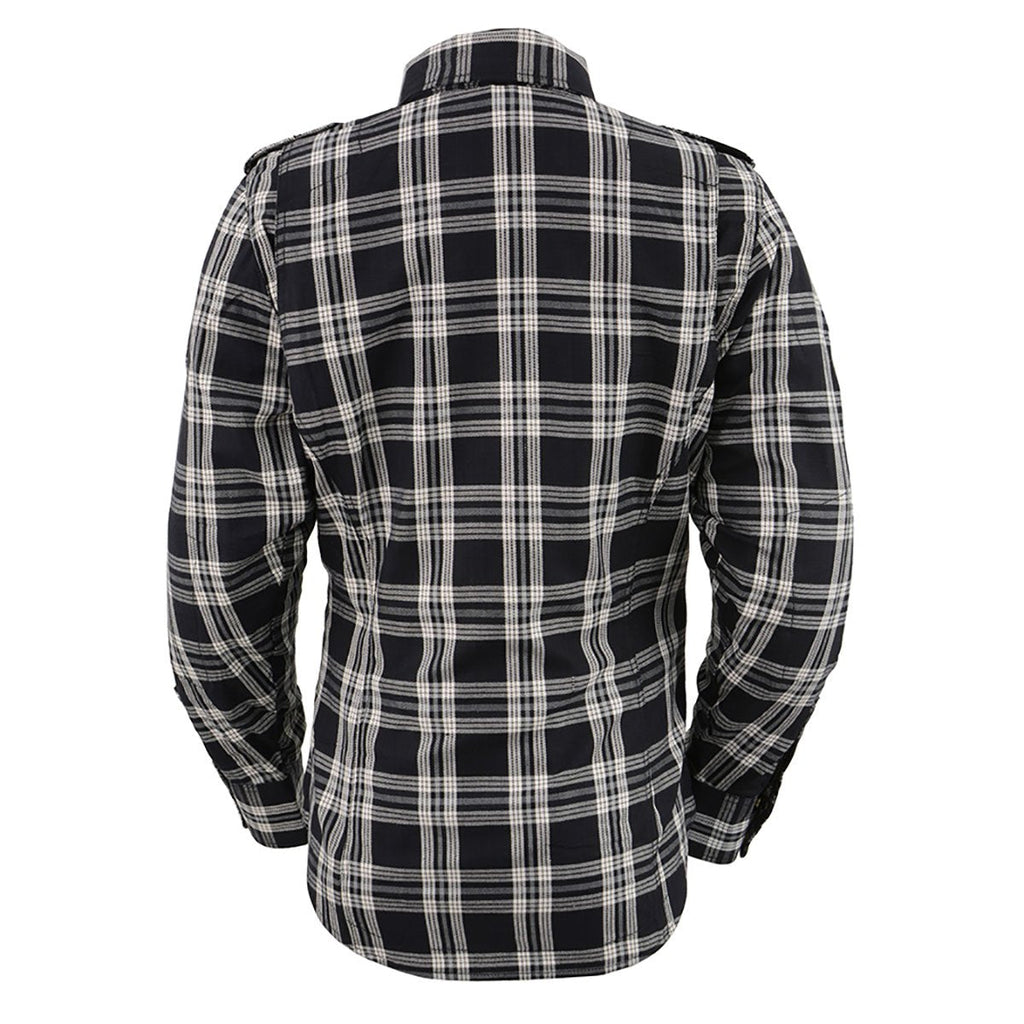 Milwaukee Leather Women's Ghost Rose Black/White CE Armored Flannel Shirt with Aramid Reinforced Zones - MPL2600