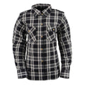 Milwaukee Leather Women's Ghost Rose Black/White CE Armored Flannel Shirt with Aramid Reinforced Zones - MPL2600