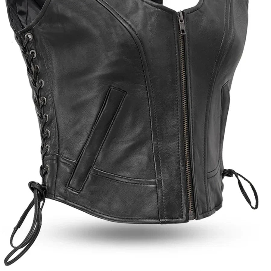 Raven Women's Motorcycle Leather Vest