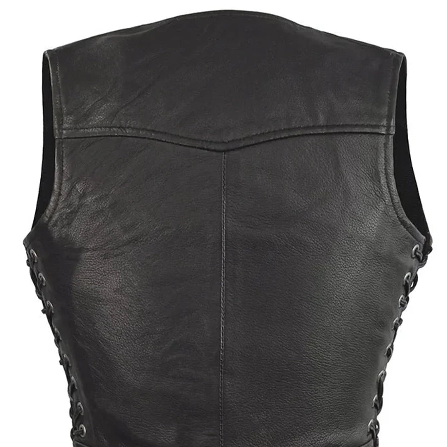 Raven Women's Motorcycle Leather Vest