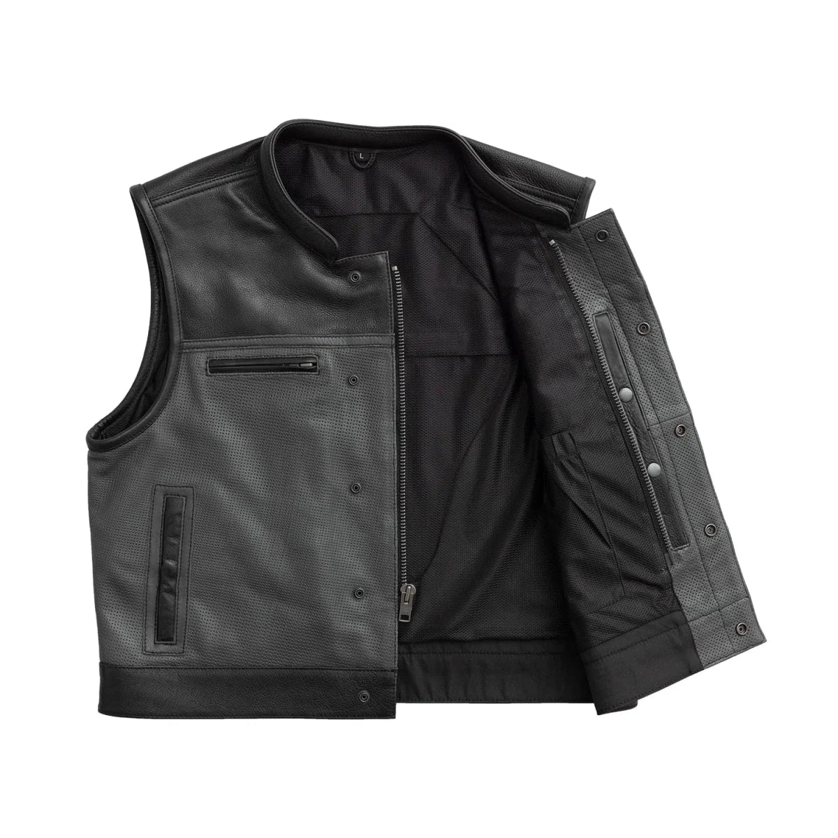 V-Twin Visionary Battleship Perforated Leather Vest
