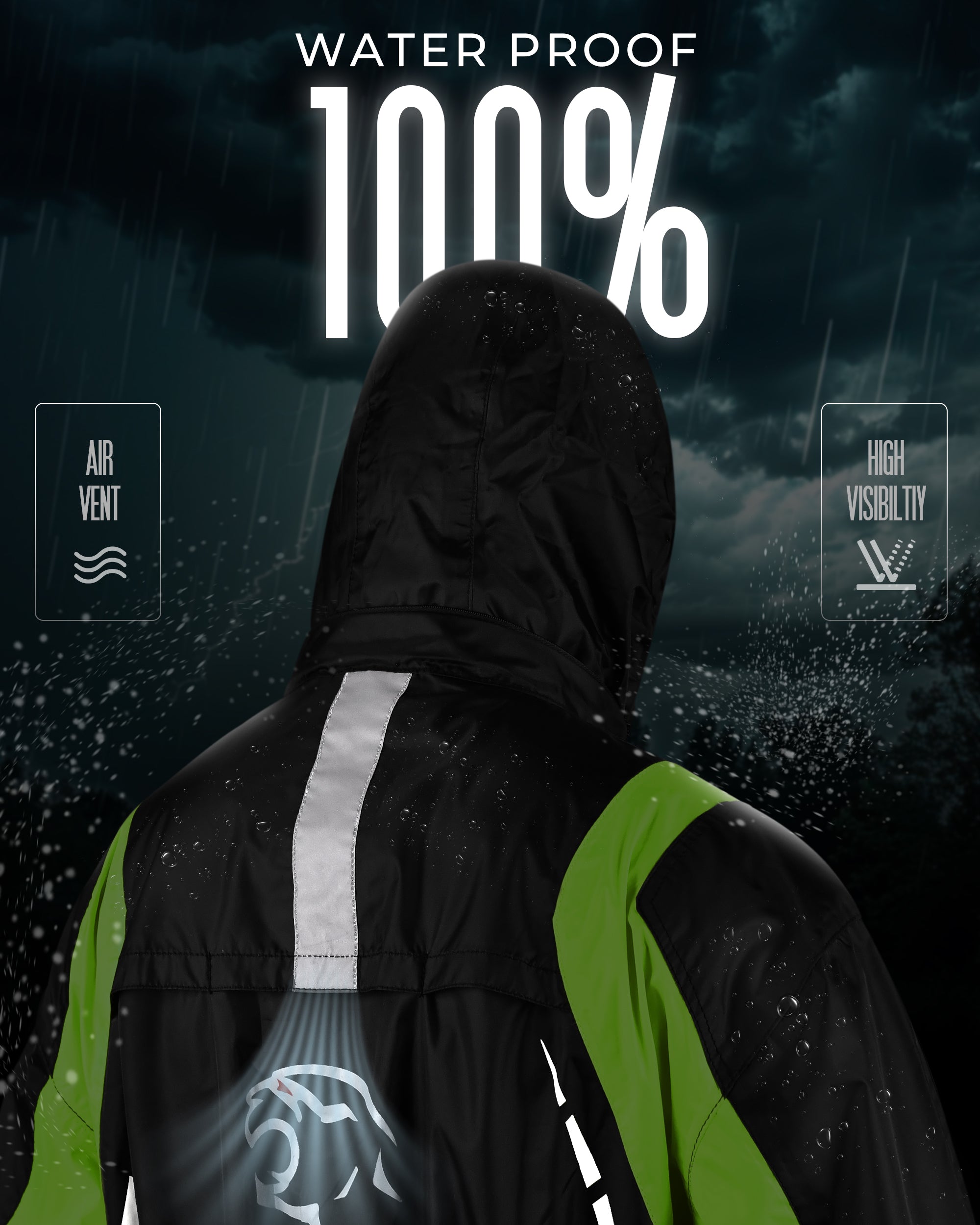 JAG Rainmaster Rain Suit for Men & Women (Black/Green)