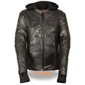 Milwaukee Leather ML2066 Women's 3/4 Black Leather Hoodie Jacket with Reflective Tribal Design